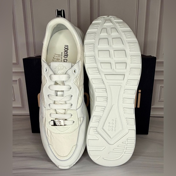 Roberto Cavalli White Leather Runner Sneakers – Size 46 EU / 13 US – NIB - Picture 3 of 5